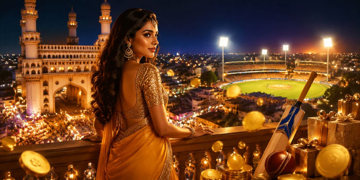 Live Casino gaming with vibrant cricket themes at night market in Hyderabad